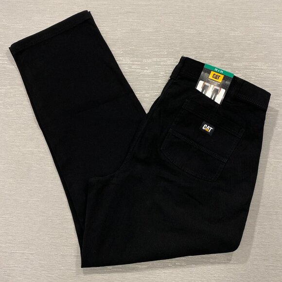 CAT Caterpillar Utility Work Pants Mens 38 x 34 Black Flex Waistband Cell Pocket - Picture 1 of 16